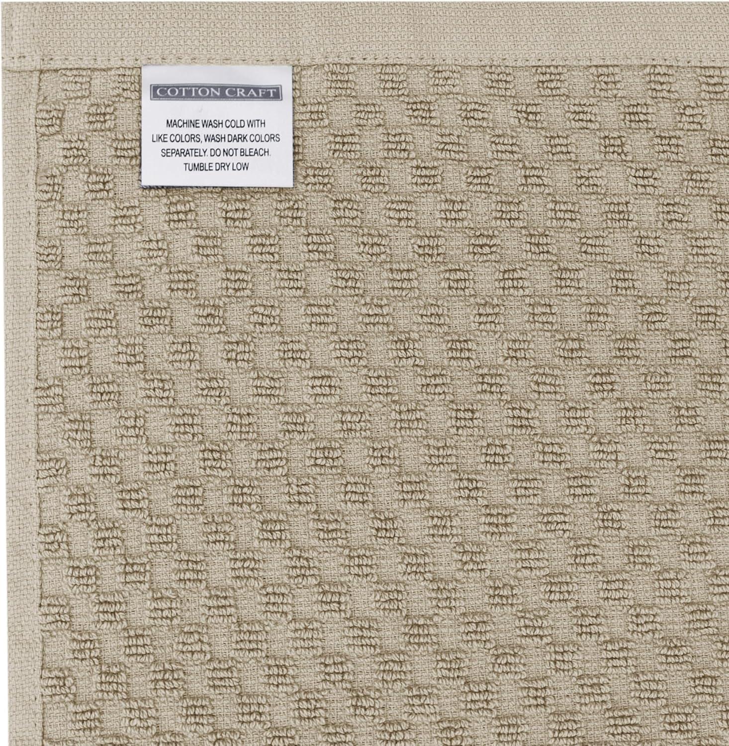 imageCOTTON CRAFT Amazing Kitchen Towel 8 Pack Reusable Terry Towel 100 Cotton European Waffle Pantry Bar Cleaning Cloth Quick Dry Low Lint Soft Absorbent Dish Towel Large Oversized 20x30 RedBeige