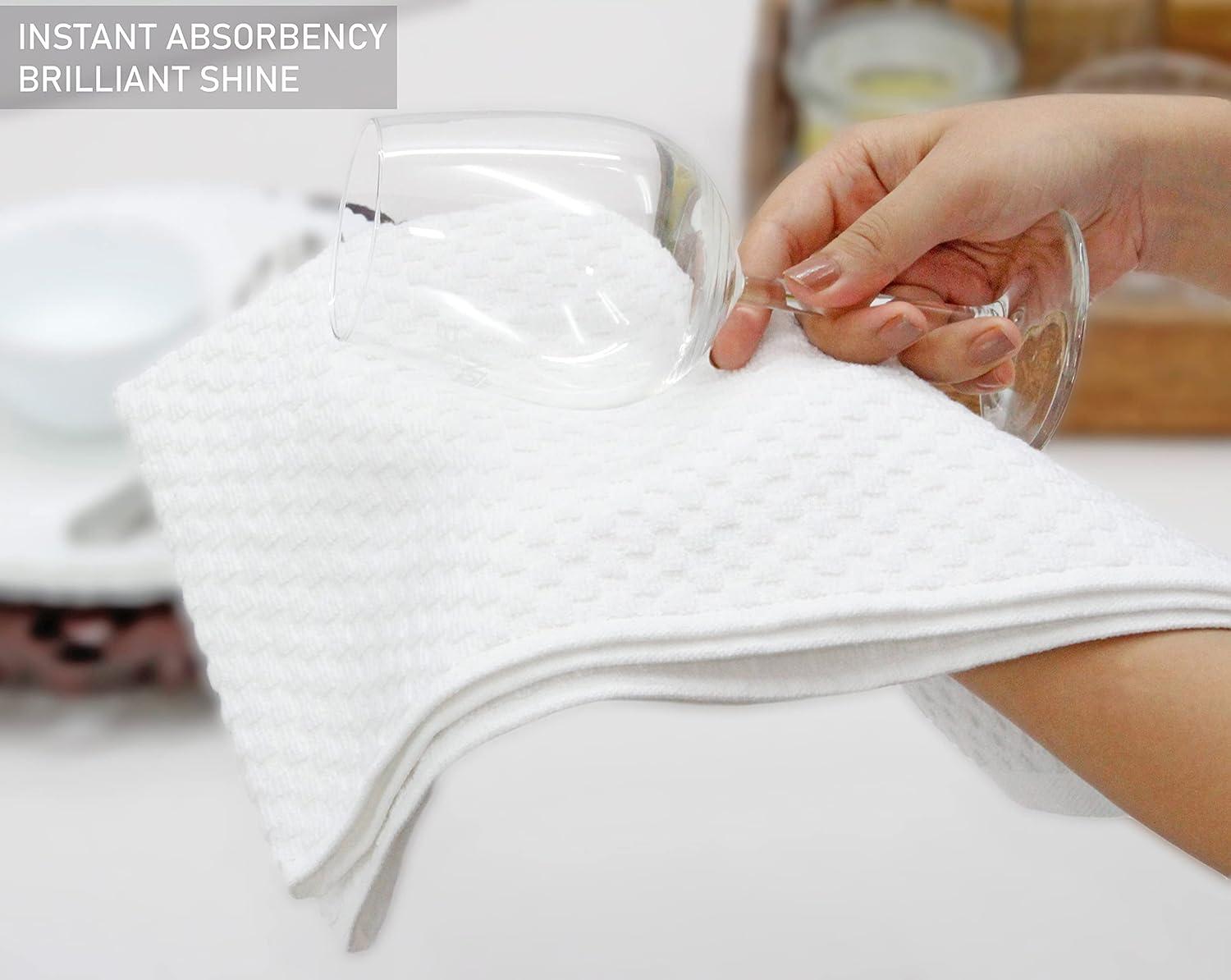 imageCOTTON CRAFT Amazing Kitchen Towel 8 Pack Reusable Terry Towel 100 Cotton European Waffle Pantry Bar Cleaning Cloth Quick Dry Low Lint Soft Absorbent Dish Towel Large Oversized 20x30 RedWhite