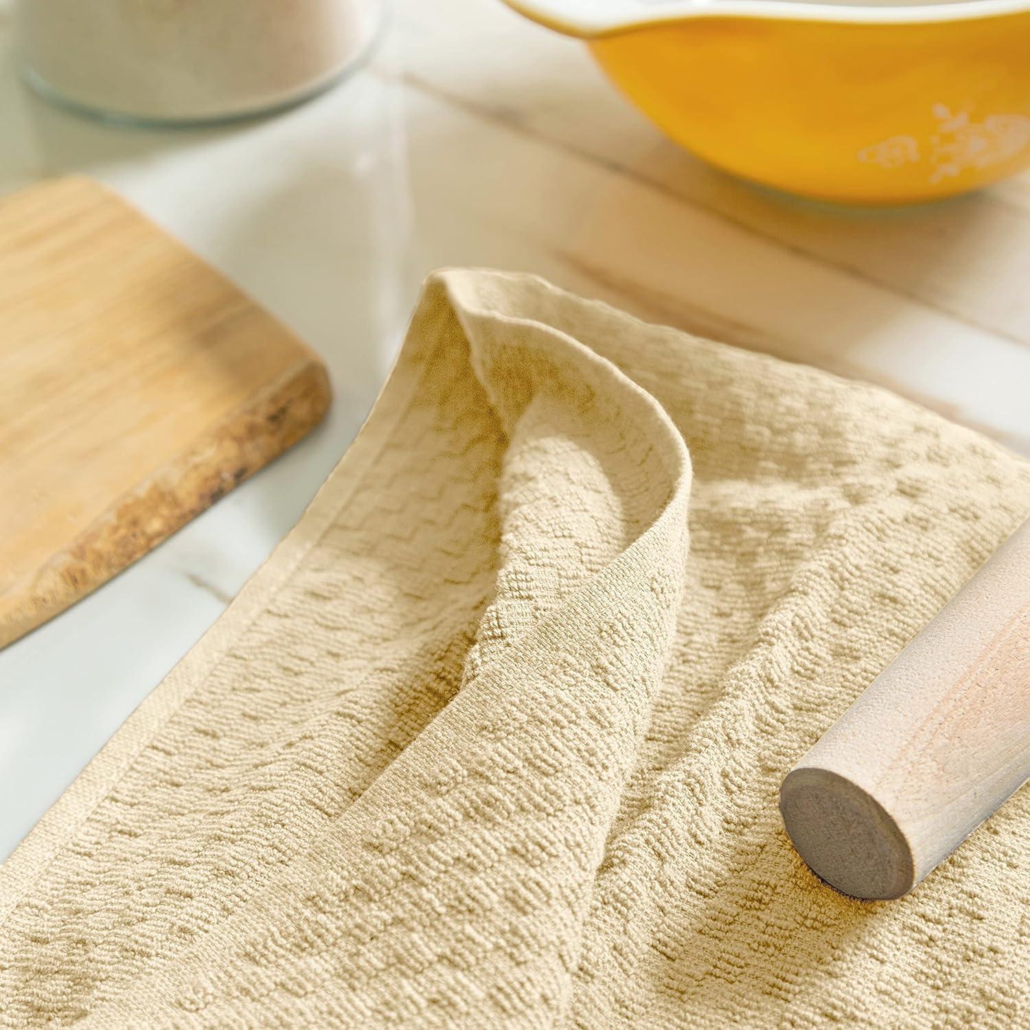 imageCOTTON CRAFT Amazing Kitchen Towel 8 Pack Reusable Terry Towel 100 Cotton European Waffle Pantry Bar Cleaning Cloth Quick Dry Low Lint Soft Absorbent Dish Towel Large Oversized 20x30 RedIvory