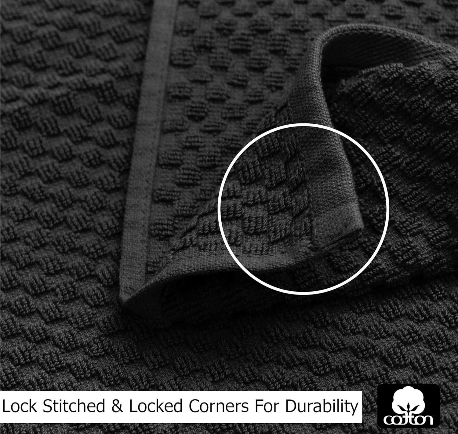 imageCOTTON CRAFT Amazing Kitchen Towel 8 Pack Reusable Terry Towel 100 Cotton European Waffle Pantry Bar Cleaning Cloth Quick Dry Low Lint Soft Absorbent Dish Towel Large Oversized 20x30 RedBlack