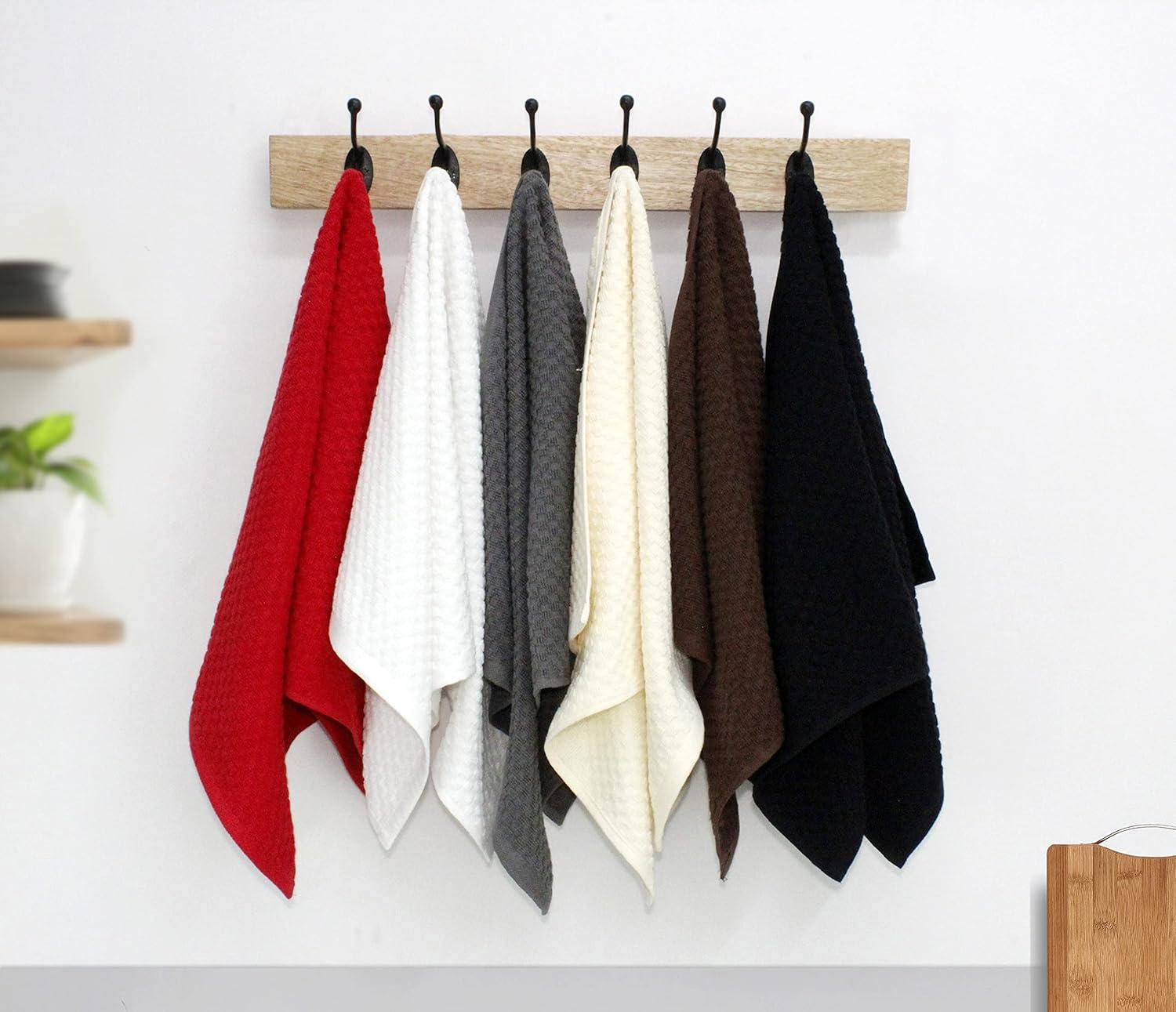 imageCOTTON CRAFT Amazing Kitchen Towel 8 Pack Reusable Terry Towel 100 Cotton European Waffle Pantry Bar Cleaning Cloth Quick Dry Low Lint Soft Absorbent Dish Towel Large Oversized 20x30 RedChocolate