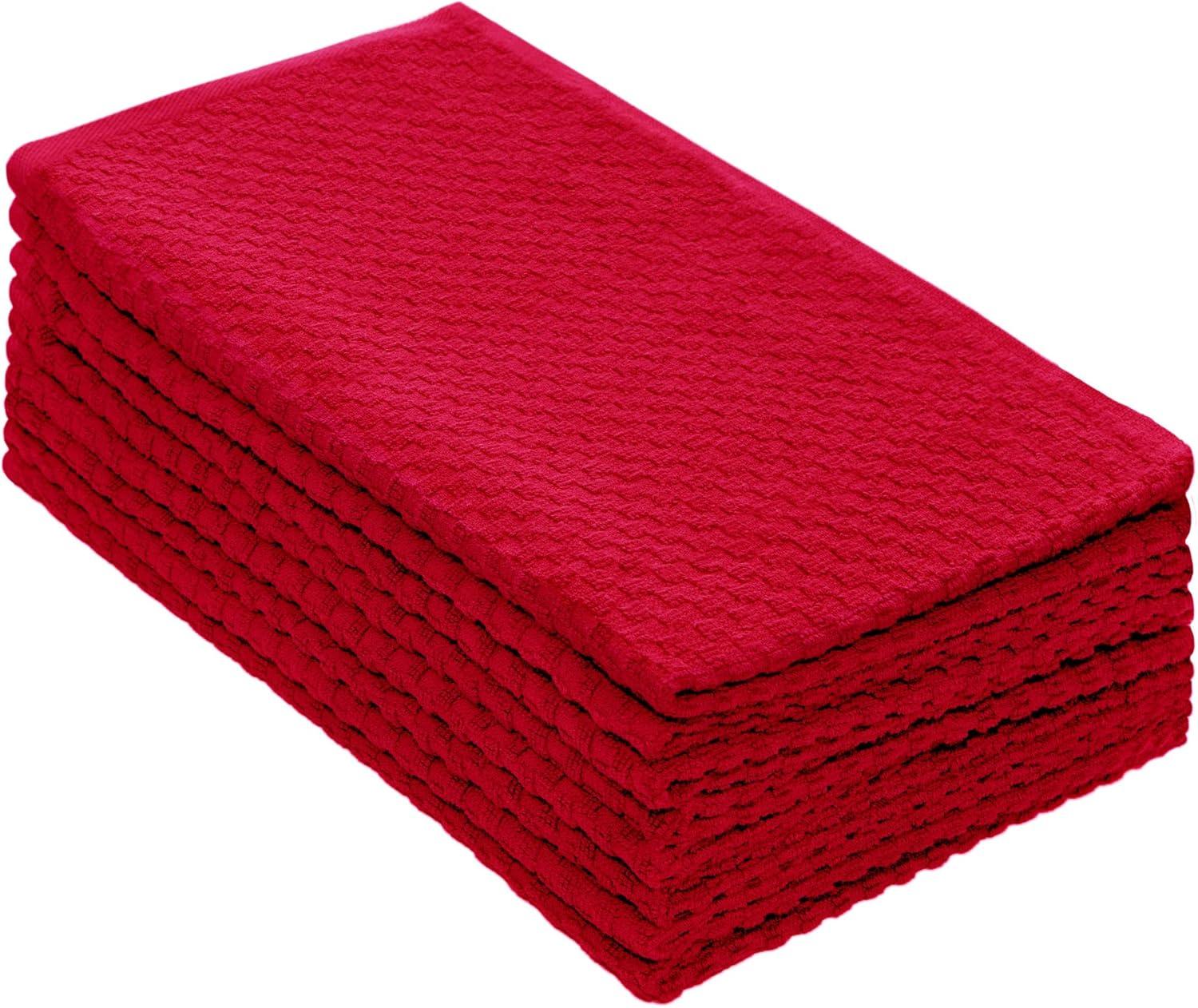 imageCOTTON CRAFT Amazing Kitchen Towel 8 Pack Reusable Terry Towel 100 Cotton European Waffle Pantry Bar Cleaning Cloth Quick Dry Low Lint Soft Absorbent Dish Towel Large Oversized 20x30 RedRed