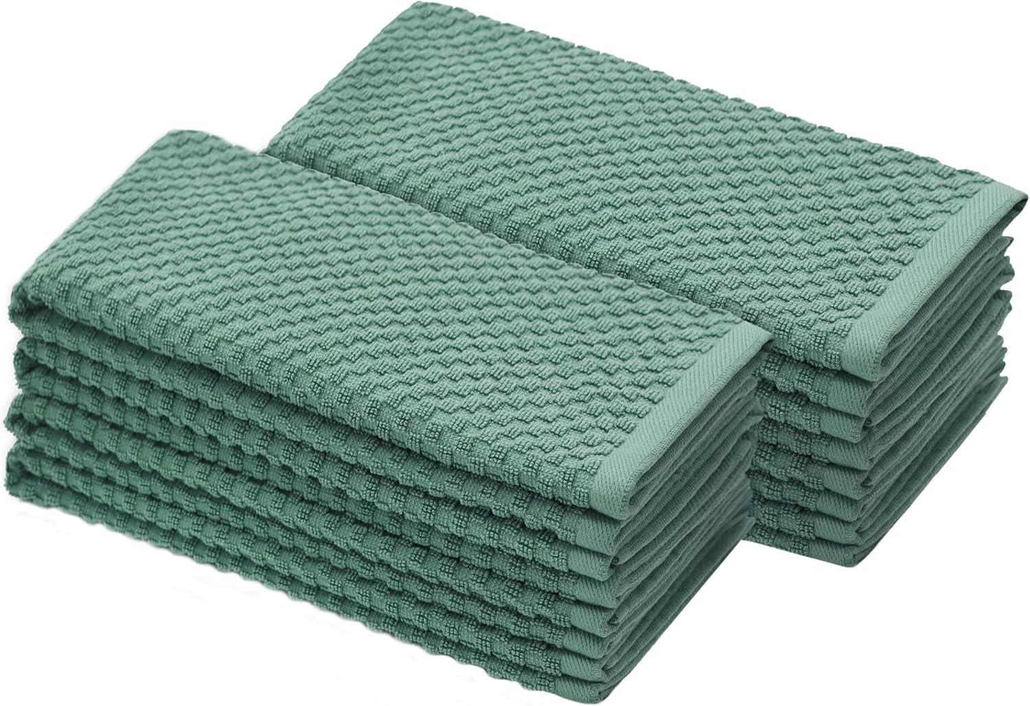 imageCOTTON CRAFT Amazing Kitchen Towel 8 Pack Reusable Terry Towel 100 Cotton European Waffle Pantry Bar Cleaning Cloth Quick Dry Low Lint Soft Absorbent Dish Towel Large Oversized 20x30 RedSeafoam