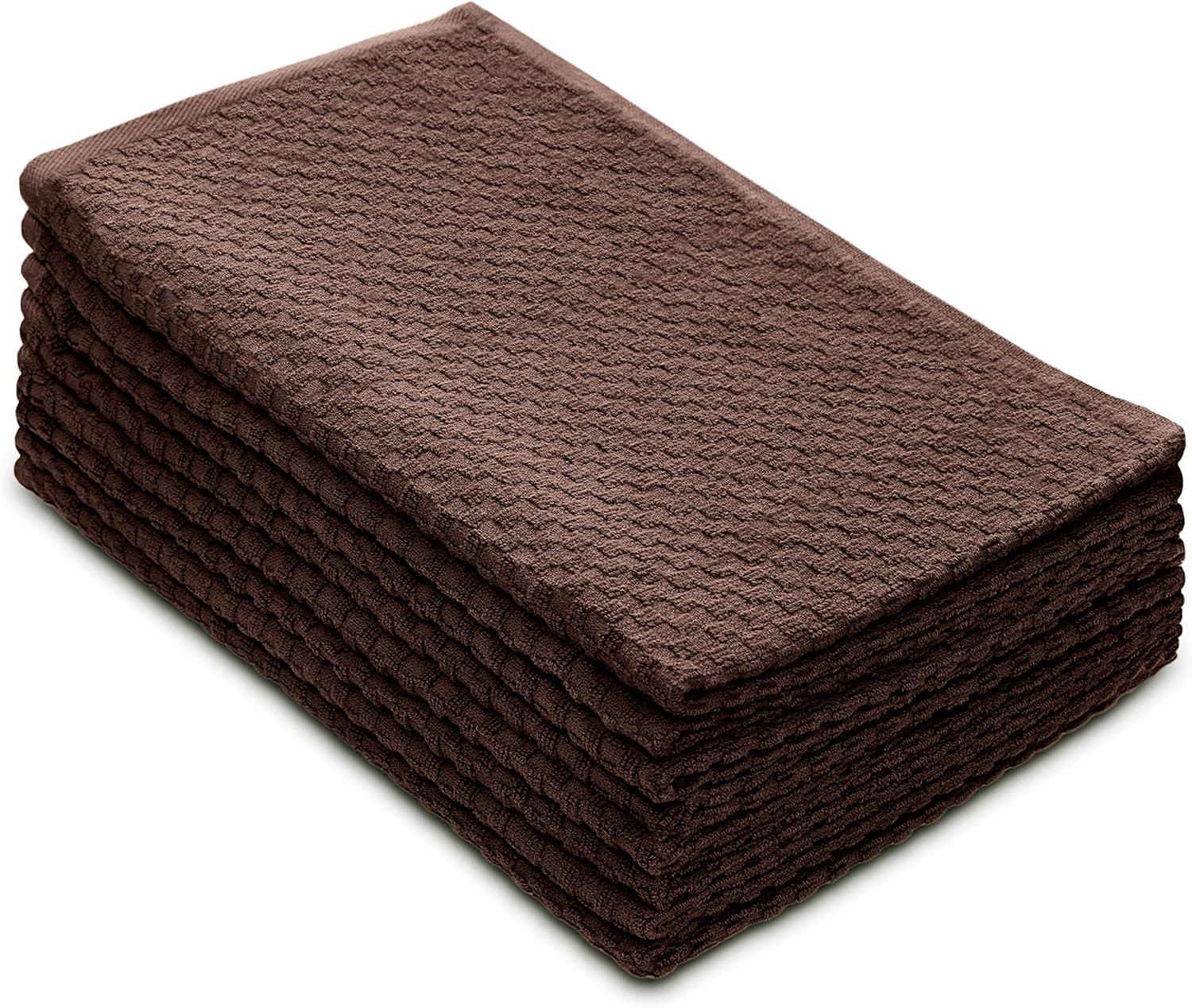 imageCOTTON CRAFT Amazing Kitchen Towel 8 Pack Reusable Terry Towel 100 Cotton European Waffle Pantry Bar Cleaning Cloth Quick Dry Low Lint Soft Absorbent Dish Towel Large Oversized 20x30 RedChocolate