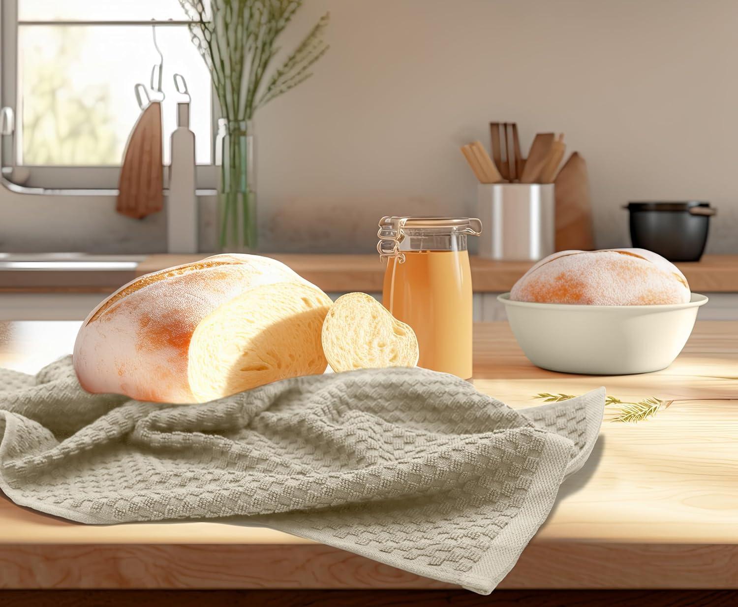 imageCOTTON CRAFT Amazing Kitchen Towel 8 Pack Reusable Terry Towel 100 Cotton European Waffle Pantry Bar Cleaning Cloth Quick Dry Low Lint Soft Absorbent Dish Towel Large Oversized 20x30 RedBeige