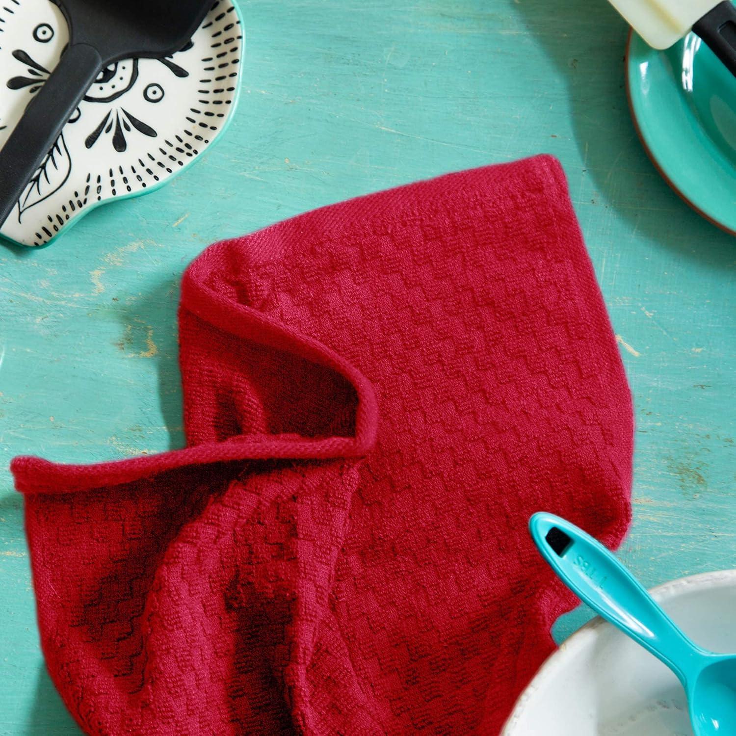 imageCOTTON CRAFT Amazing Kitchen Towel 8 Pack Reusable Terry Towel 100 Cotton European Waffle Pantry Bar Cleaning Cloth Quick Dry Low Lint Soft Absorbent Dish Towel Large Oversized 20x30 RedRed