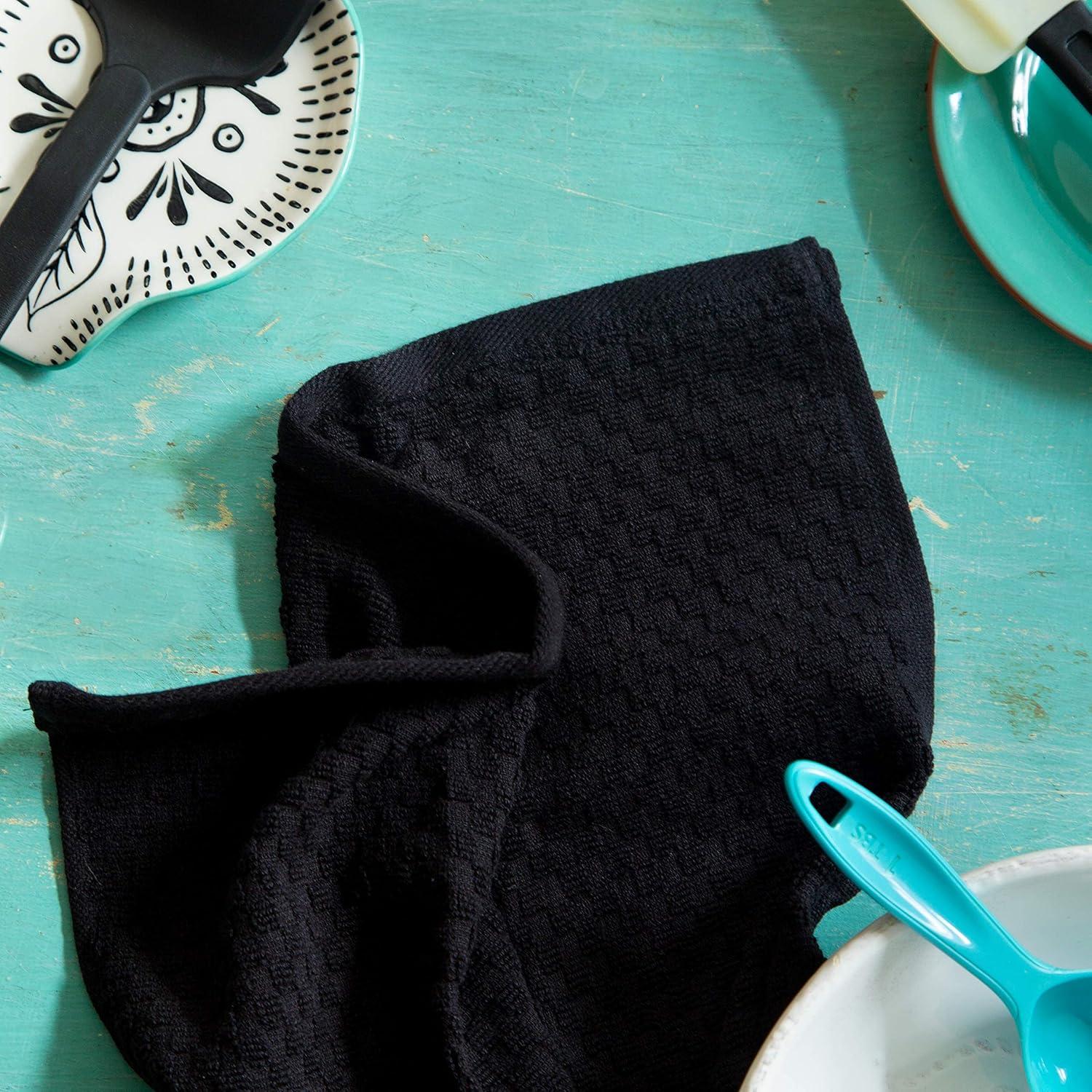 imageCOTTON CRAFT Amazing Kitchen Towel 8 Pack Reusable Terry Towel 100 Cotton European Waffle Pantry Bar Cleaning Cloth Quick Dry Low Lint Soft Absorbent Dish Towel Large Oversized 20x30 RedBlack