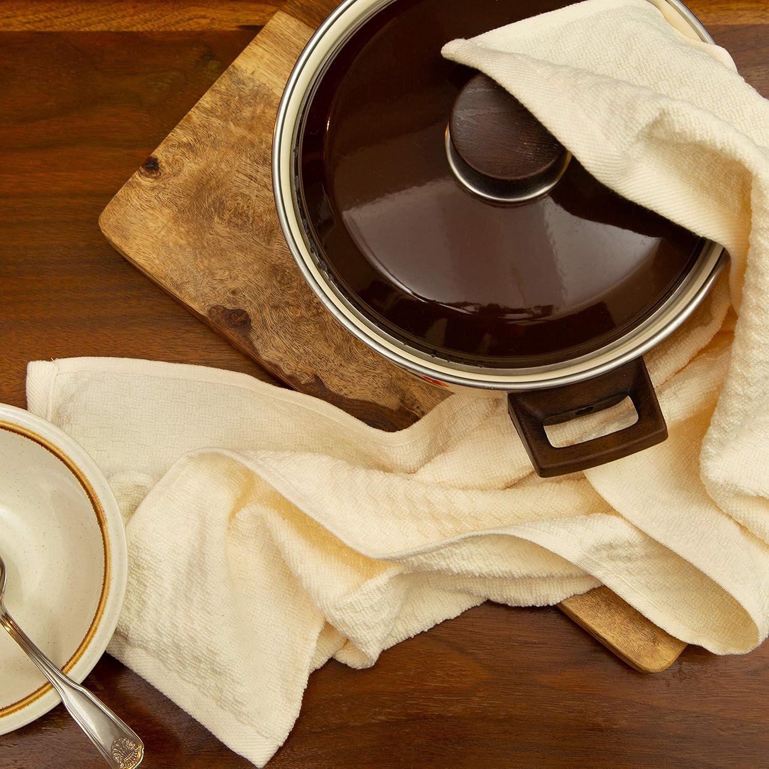 imageCOTTON CRAFT Amazing Kitchen Towel 8 Pack Reusable Terry Towel 100 Cotton European Waffle Pantry Bar Cleaning Cloth Quick Dry Low Lint Soft Absorbent Dish Towel Large Oversized 20x30 RedIvory