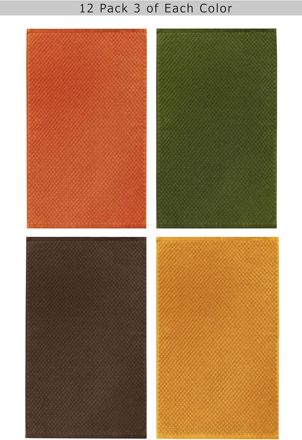 imageCOTTON CRAFT Amazing Kitchen Towel 8 Pack Reusable Terry Towel 100 Cotton European Waffle Pantry Bar Cleaning Cloth Quick Dry Low Lint Soft Absorbent Dish Towel Large Oversized 20x30 RedHarvest Multi