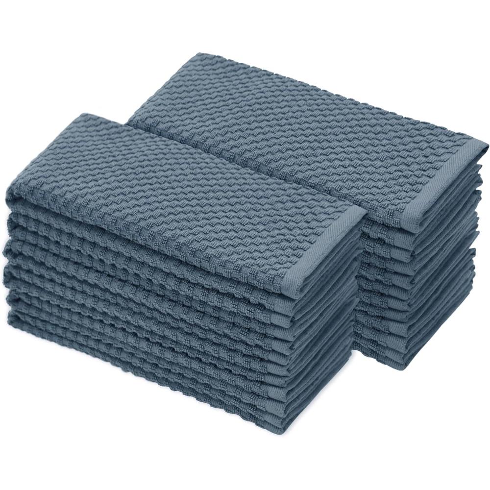 imageCOTTON CRAFT Amazing Kitchen Towel 8 Pack Reusable Terry Towel 100 Cotton European Waffle Pantry Bar Cleaning Cloth Quick Dry Low Lint Soft Absorbent Dish Towel Large Oversized 20x30 RedBlue