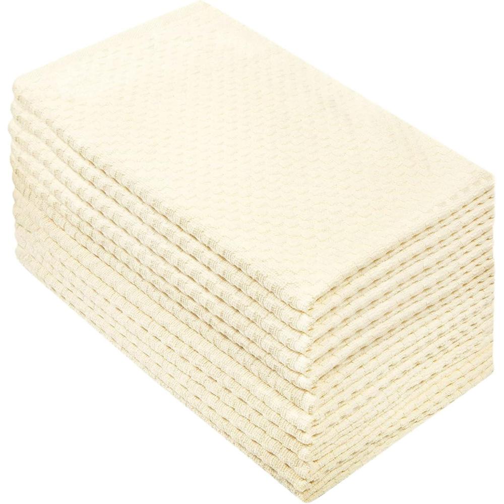 imageCOTTON CRAFT Amazing Kitchen Towel 8 Pack Reusable Terry Towel 100 Cotton European Waffle Pantry Bar Cleaning Cloth Quick Dry Low Lint Soft Absorbent Dish Towel Large Oversized 20x30 RedIvory