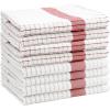 COTTON CRAFT Amazing Kitchen Towel – 8 Pack Reusable Terry Towel – 100% Cotton European Waffle – Pantry Bar Cleaning Cloth – Quick Dry Low Lint Soft Absorbent Dish Towel – Large Oversized 20×30 – Red(Red White)