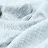 COTTON CRAFT Soft Cotton Thermal Blanket – Plush Herringbone Twill – All Season Luxurious Breathable Skin Friendly Lightweight Cooling Throw Blanket – Sofa Couch Travel Camping Dorm – Full Queen Ivory(Sky Blue)
