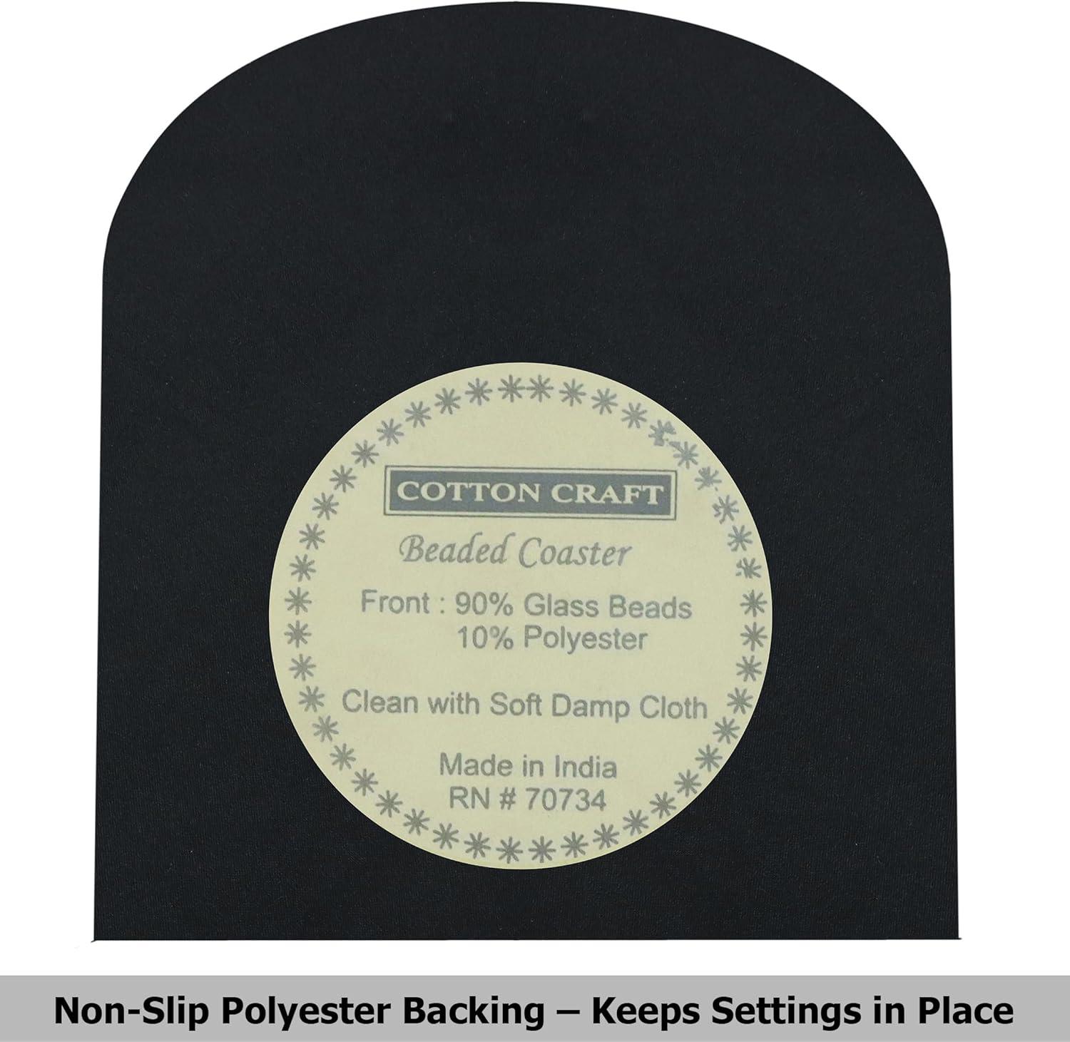 imageCOTTON CRAFT Glitz Beaded Coasters  Red Jingle Bells  Set of 8 Handmade Drinks Coasters  Bar Kitchen Party Tabletop Protection  Christmas Xmas Festive Dcor 4 inches RoundBlack Grey Rip