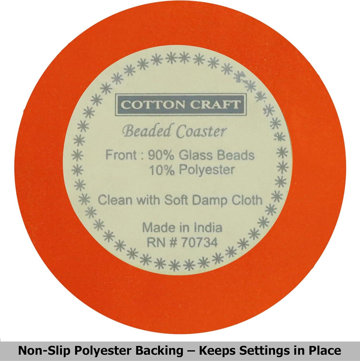 imageCOTTON CRAFT Glitz Beaded Coasters  Red Jingle Bells  Set of 8 Handmade Drinks Coasters  Bar Kitchen Party Tabletop Protection  Christmas Xmas Festive Dcor 4 inches RoundOrange Black Bat