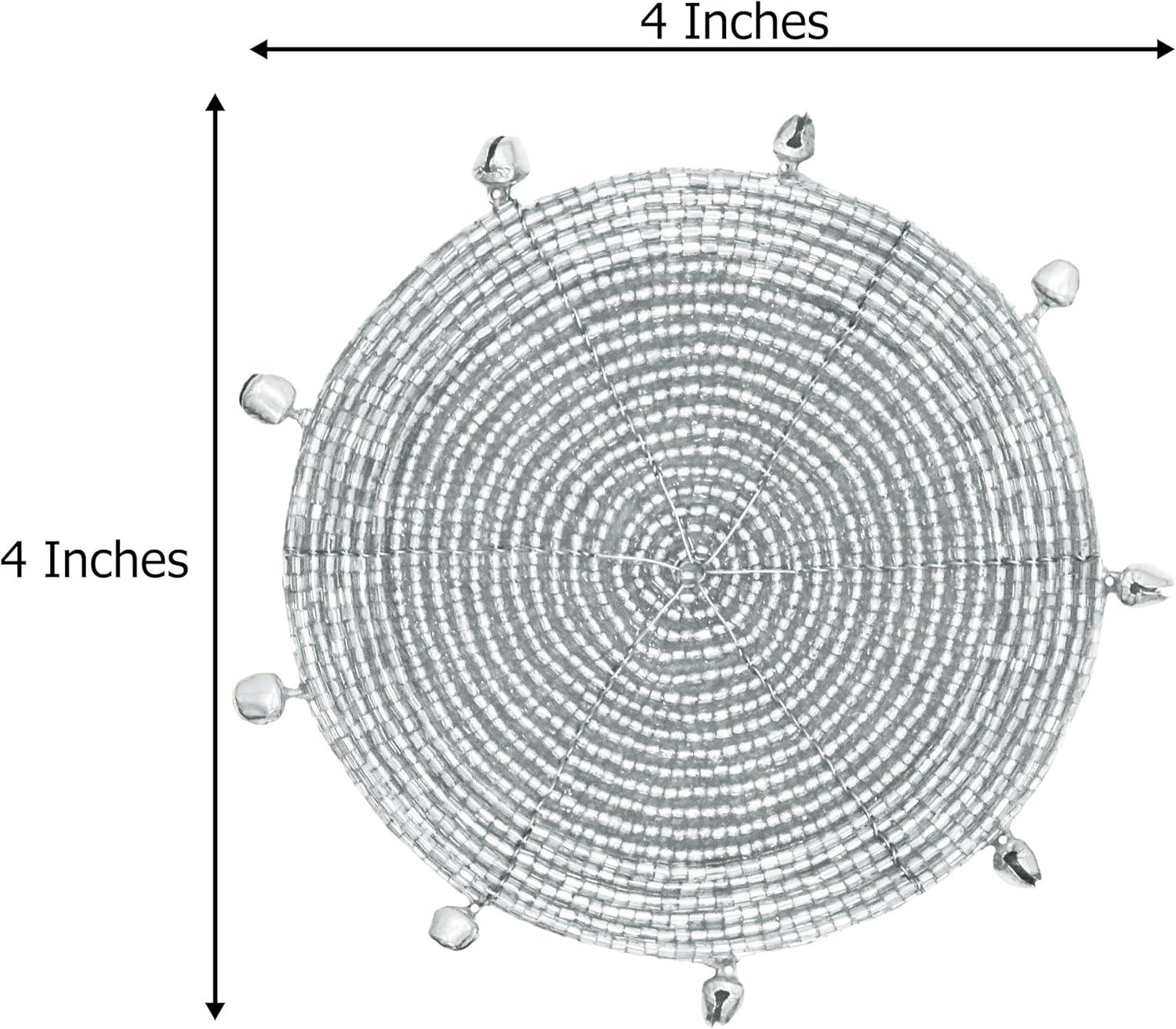 imageCOTTON CRAFT Glitz Beaded Coasters  Red Jingle Bells  Set of 8 Handmade Drinks Coasters  Bar Kitchen Party Tabletop Protection  Christmas Xmas Festive Dcor 4 inches RoundSilver Bells