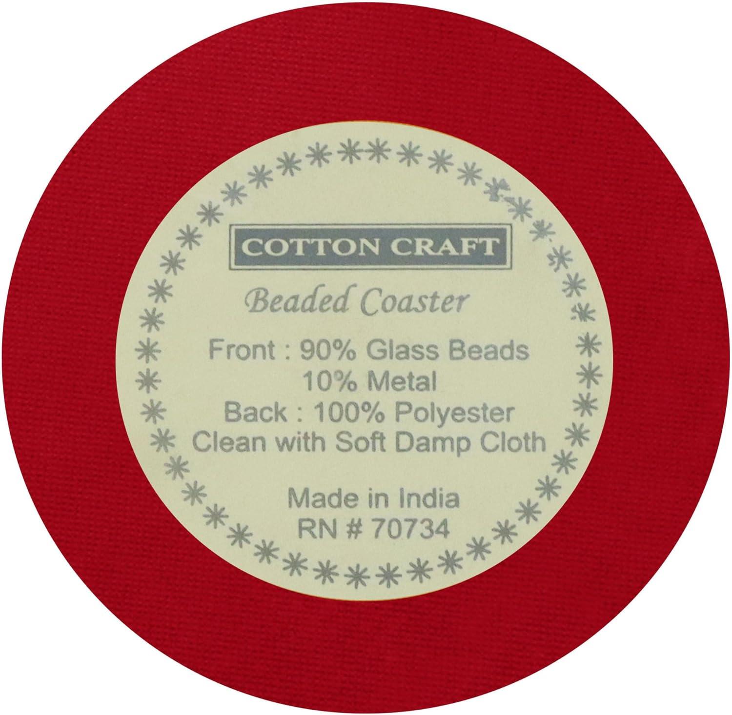 imageCOTTON CRAFT Glitz Beaded Coasters  Red Jingle Bells  Set of 8 Handmade Drinks Coasters  Bar Kitchen Party Tabletop Protection  Christmas Xmas Festive Dcor 4 inches RoundBurgundy