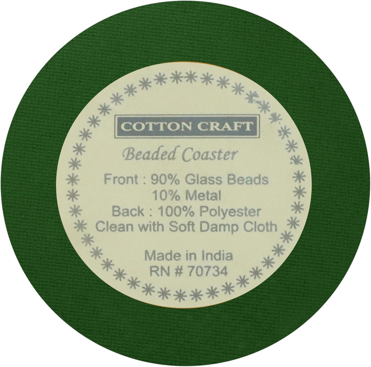 imageCOTTON CRAFT Glitz Beaded Coasters  Red Jingle Bells  Set of 8 Handmade Drinks Coasters  Bar Kitchen Party Tabletop Protection  Christmas Xmas Festive Dcor 4 inches RoundGreen