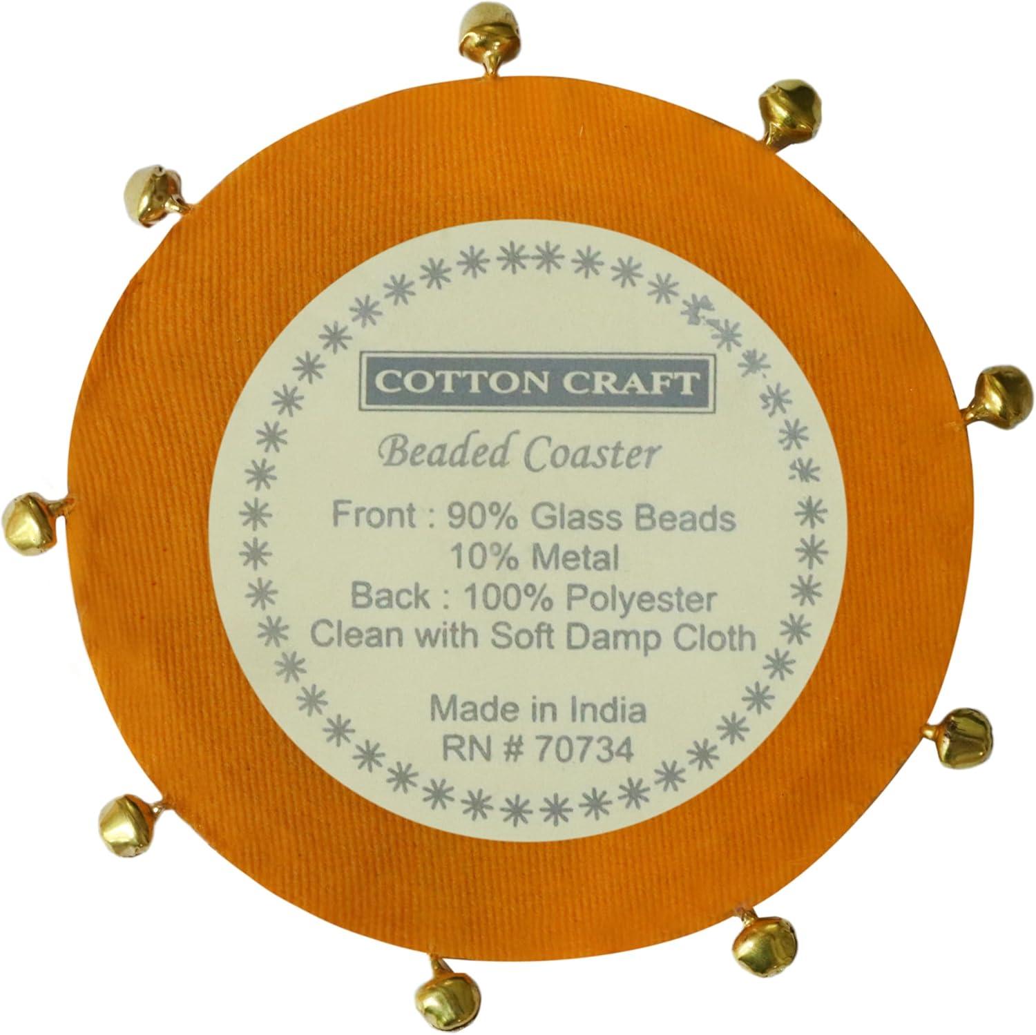 imageCOTTON CRAFT Glitz Beaded Coasters  Red Jingle Bells  Set of 8 Handmade Drinks Coasters  Bar Kitchen Party Tabletop Protection  Christmas Xmas Festive Dcor 4 inches RoundGold Bells