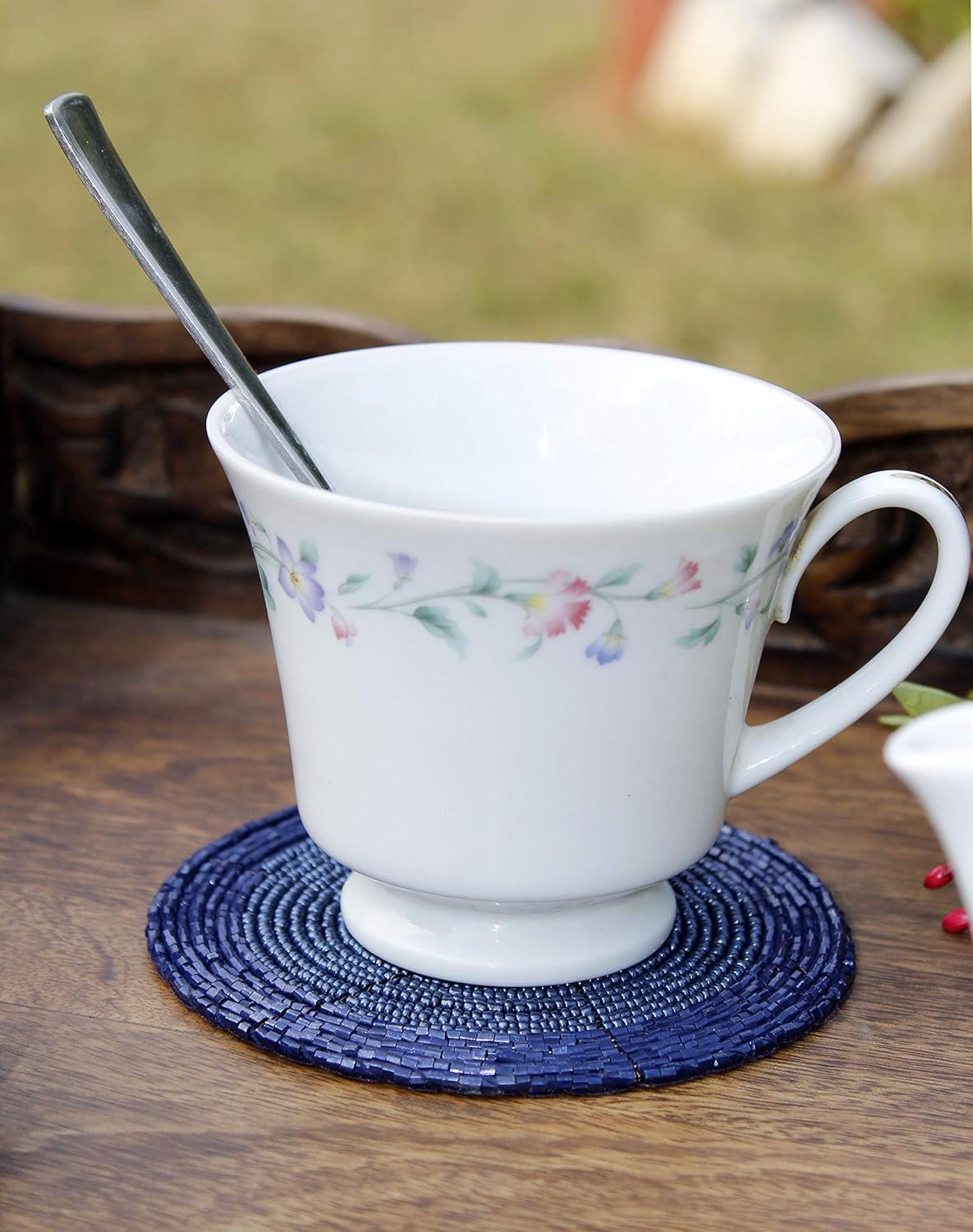 imageCOTTON CRAFT Glitz Beaded Coasters  Red Jingle Bells  Set of 8 Handmade Drinks Coasters  Bar Kitchen Party Tabletop Protection  Christmas Xmas Festive Dcor 4 inches RoundNavy