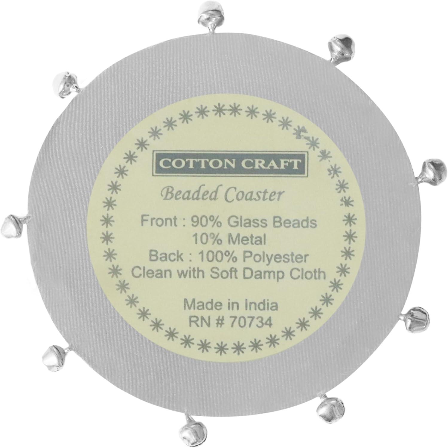 imageCOTTON CRAFT Glitz Beaded Coasters  Red Jingle Bells  Set of 8 Handmade Drinks Coasters  Bar Kitchen Party Tabletop Protection  Christmas Xmas Festive Dcor 4 inches RoundSilver Bells