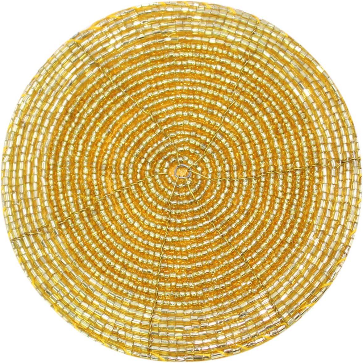 imageCOTTON CRAFT Glitz Beaded Coasters  Red Jingle Bells  Set of 8 Handmade Drinks Coasters  Bar Kitchen Party Tabletop Protection  Christmas Xmas Festive Dcor 4 inches RoundGold