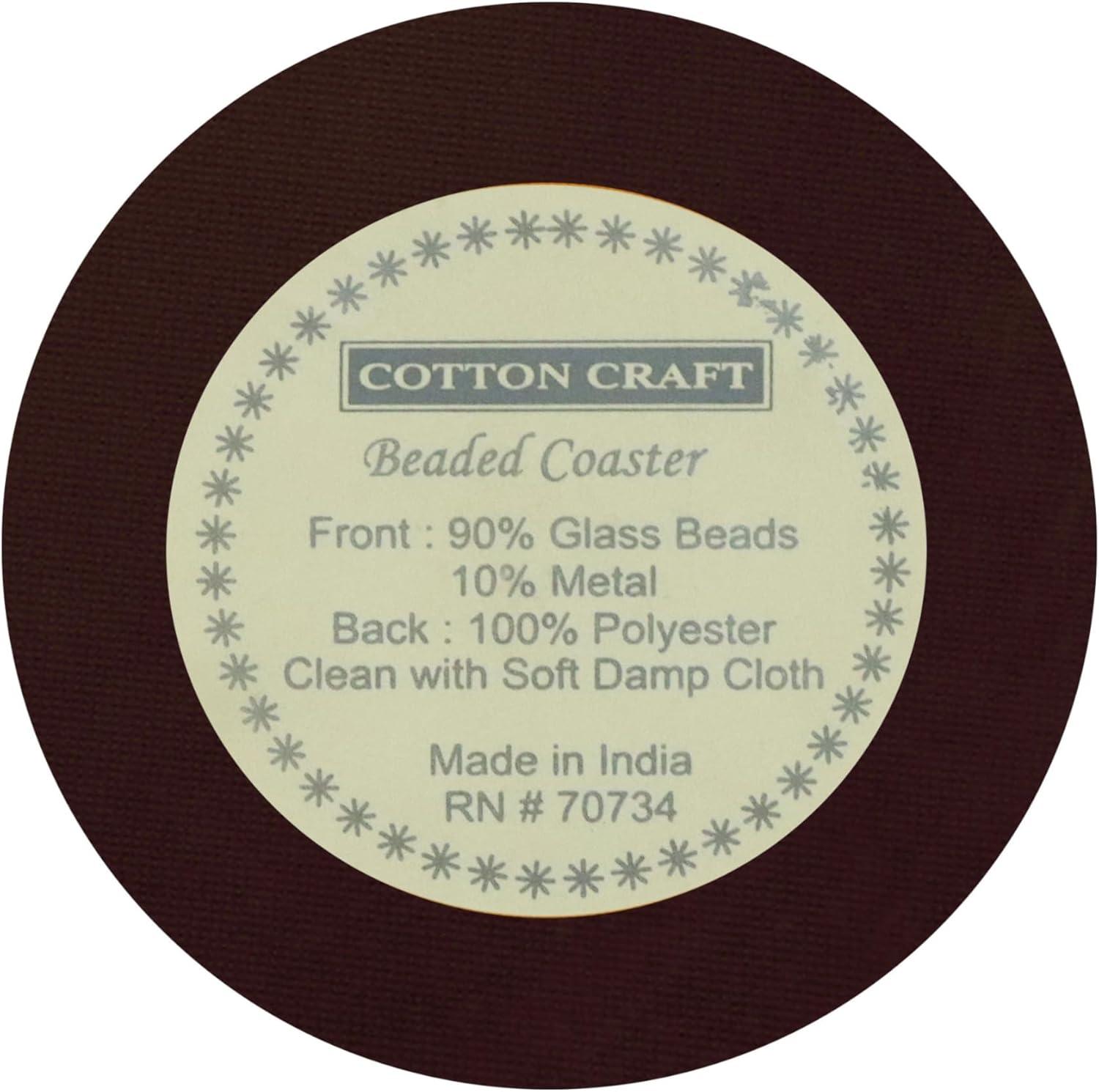 imageCOTTON CRAFT Glitz Beaded Coasters  Red Jingle Bells  Set of 8 Handmade Drinks Coasters  Bar Kitchen Party Tabletop Protection  Christmas Xmas Festive Dcor 4 inches RoundBrown