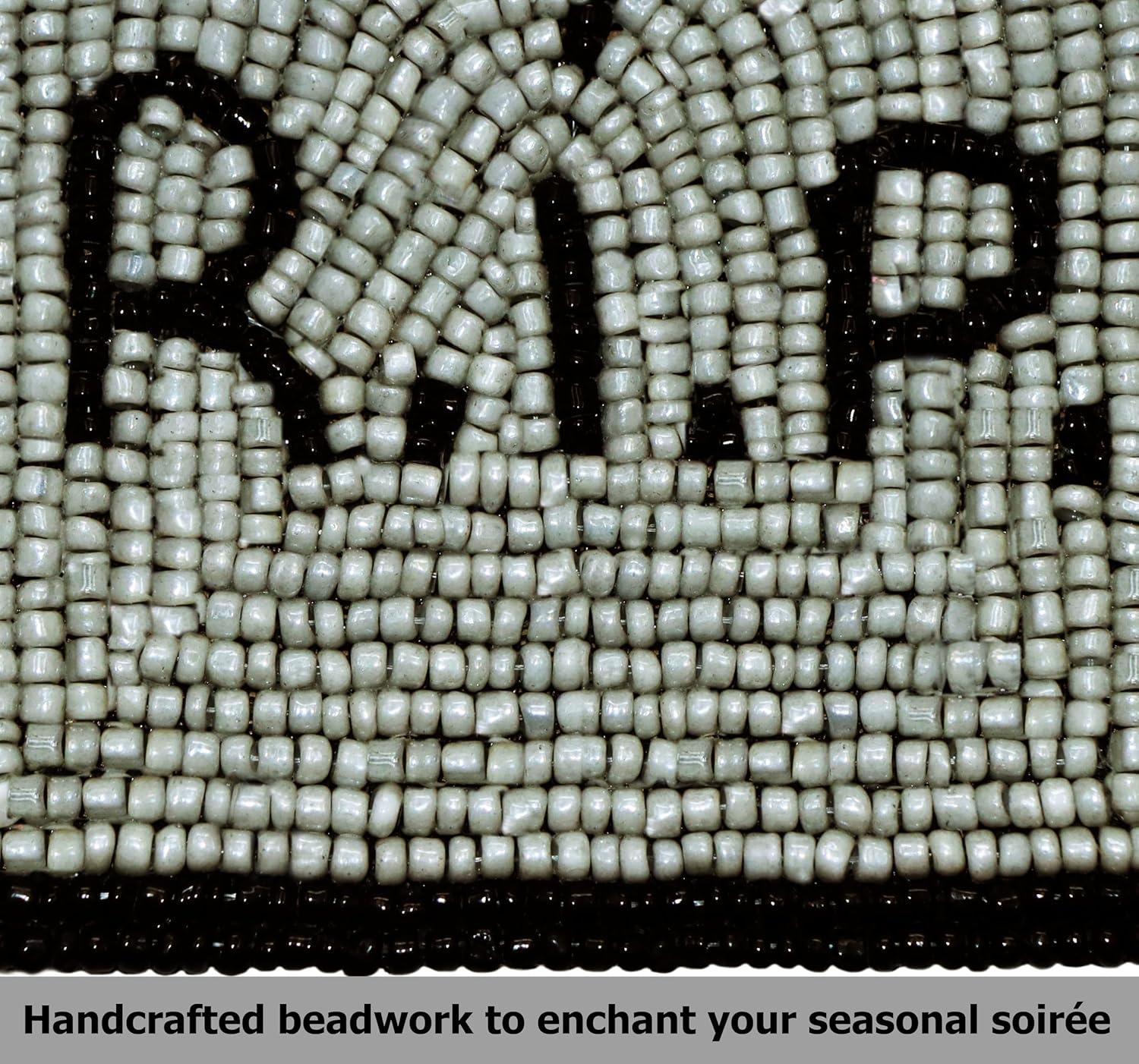 imageCOTTON CRAFT Glitz Beaded Coasters  Red Jingle Bells  Set of 8 Handmade Drinks Coasters  Bar Kitchen Party Tabletop Protection  Christmas Xmas Festive Dcor 4 inches RoundBlack Grey Rip