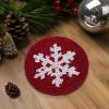 COTTON CRAFT Glitz Beaded Coasters – Red Jingle Bells – Set of 8 Handmade Drinks Coasters – Bar Kitchen Party Tabletop Protection – Christmas Xmas Festive Décor 4 inches Round(Red White Snowflake)