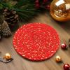 COTTON CRAFT Glitz Beaded Coasters – Red Jingle Bells – Set of 8 Handmade Drinks Coasters – Bar Kitchen Party Tabletop Protection – Christmas Xmas Festive Décor 4 inches Round(Red Gold)