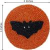 COTTON CRAFT Glitz Beaded Coasters – Red Jingle Bells – Set of 8 Handmade Drinks Coasters – Bar Kitchen Party Tabletop Protection – Christmas Xmas Festive Décor 4 inches Round(Orange Black Bat)