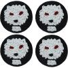 COTTON CRAFT Glitz Beaded Coasters – Red Jingle Bells – Set of 8 Handmade Drinks Coasters – Bar Kitchen Party Tabletop Protection – Christmas Xmas Festive Décor 4 inches Round(Black White Ghoul)