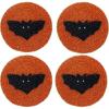 COTTON CRAFT Glitz Beaded Coasters – Red Jingle Bells – Set of 8 Handmade Drinks Coasters – Bar Kitchen Party Tabletop Protection – Christmas Xmas Festive Décor 4 inches Round(Orange Black Bat)