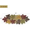 COTTON CRAFT Mila Scroll Handmade Beaded Table Runner – Halloween Harvest Autumn Fall Thanksgiving Holiday Christmas Xmas Celebration Festive Party Tabletop Décor Tablerunner – 13×36 Ivory & Silver(Maple)
