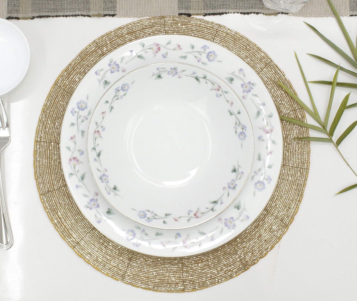 imageCOTTON CRAFT Glitz Beaded Charger Placemat  Red Jingle Bells  Set of 4 Handmade Table Mats  Christmas Xmas Dining Harvest Fall Holiday Celebration Festive Party Table Dcor  135 inches RoundChampagne