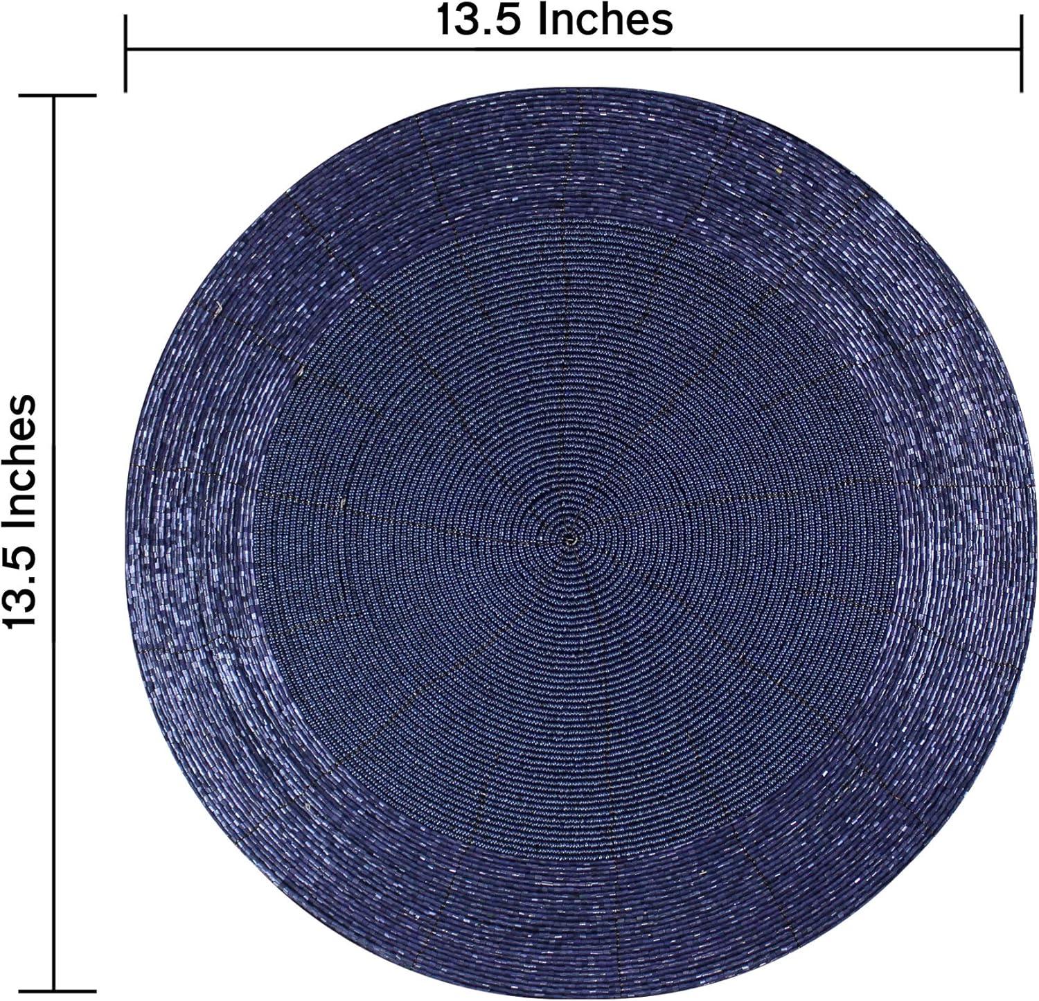 imageCOTTON CRAFT Glitz Beaded Charger Placemat  Red Jingle Bells  Set of 4 Handmade Table Mats  Christmas Xmas Dining Harvest Fall Holiday Celebration Festive Party Table Dcor  135 inches RoundNavy