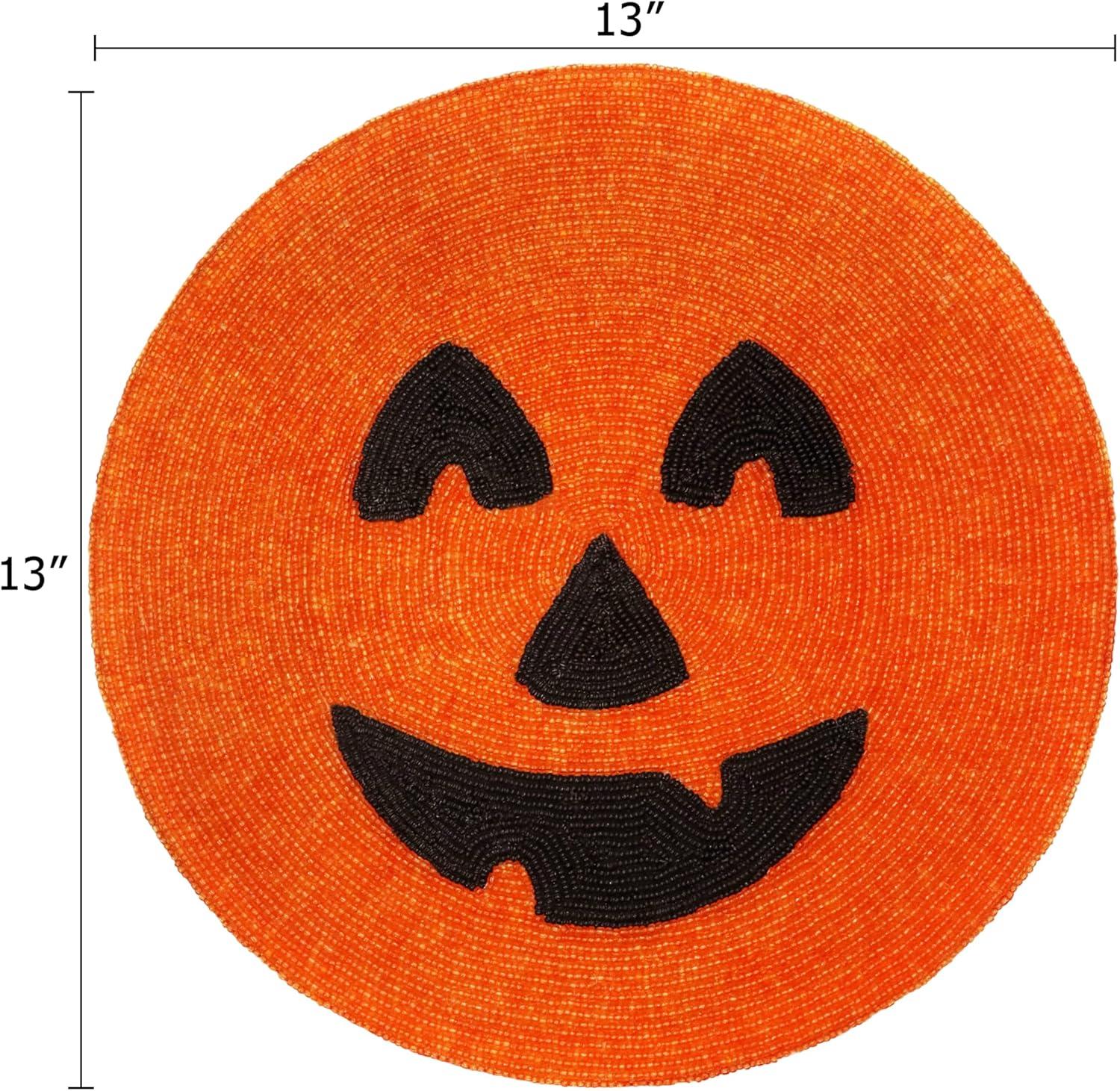 imageCOTTON CRAFT Glitz Beaded Charger Placemat  Red Jingle Bells  Set of 4 Handmade Table Mats  Christmas Xmas Dining Harvest Fall Holiday Celebration Festive Party Table Dcor  135 inches RoundPumpkin Orange