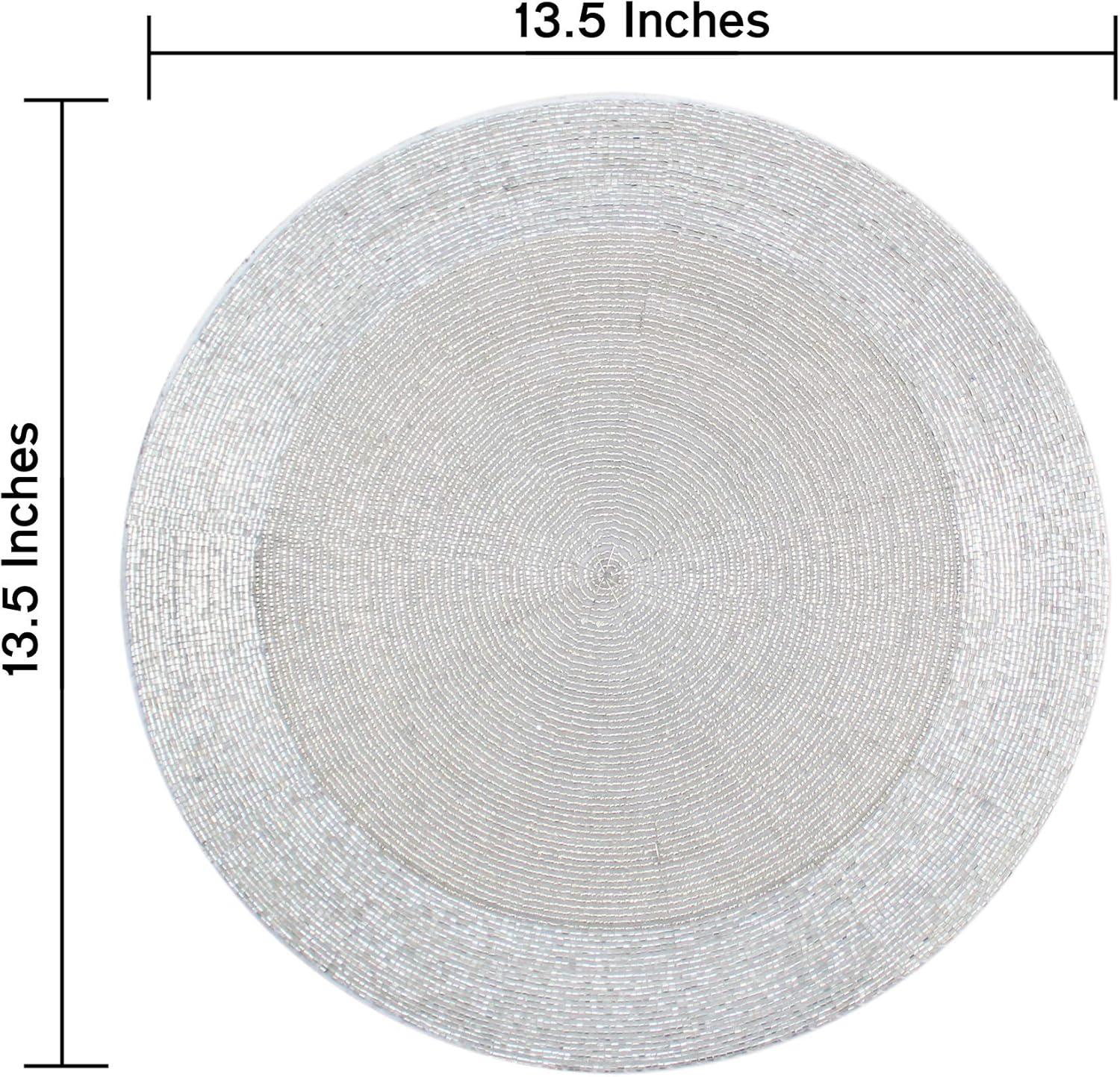 imageCOTTON CRAFT Glitz Beaded Charger Placemat  Red Jingle Bells  Set of 4 Handmade Table Mats  Christmas Xmas Dining Harvest Fall Holiday Celebration Festive Party Table Dcor  135 inches RoundSilver