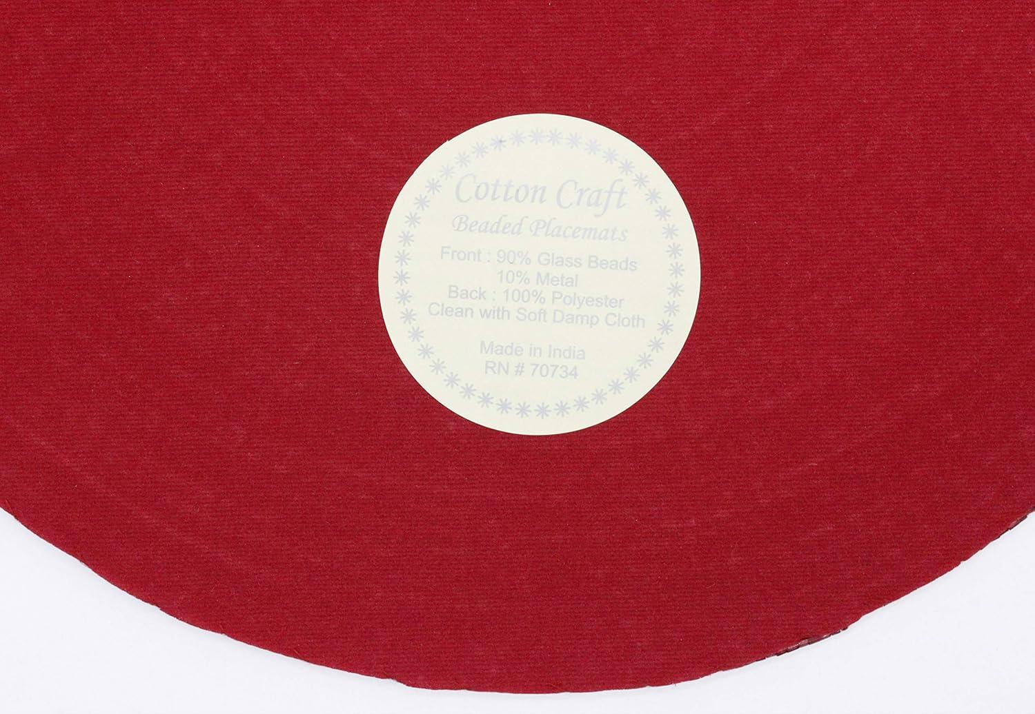 imageCOTTON CRAFT Glitz Beaded Charger Placemat  Red Jingle Bells  Set of 4 Handmade Table Mats  Christmas Xmas Dining Harvest Fall Holiday Celebration Festive Party Table Dcor  135 inches RoundRed