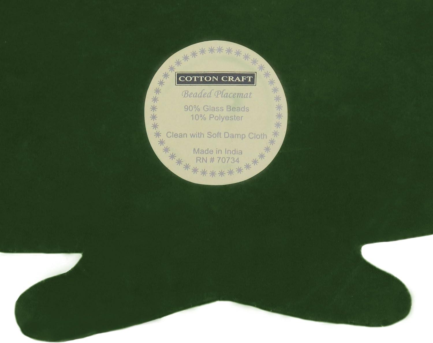 imageCOTTON CRAFT Glitz Beaded Charger Placemat  Red Jingle Bells  Set of 4 Handmade Table Mats  Christmas Xmas Dining Harvest Fall Holiday Celebration Festive Party Table Dcor  135 inches RoundGreen Gold