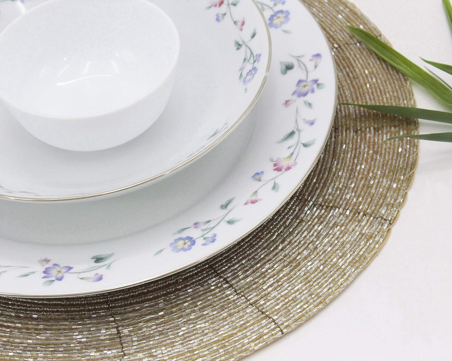 imageCOTTON CRAFT Glitz Beaded Charger Placemat  Red Jingle Bells  Set of 4 Handmade Table Mats  Christmas Xmas Dining Harvest Fall Holiday Celebration Festive Party Table Dcor  135 inches RoundChampagne