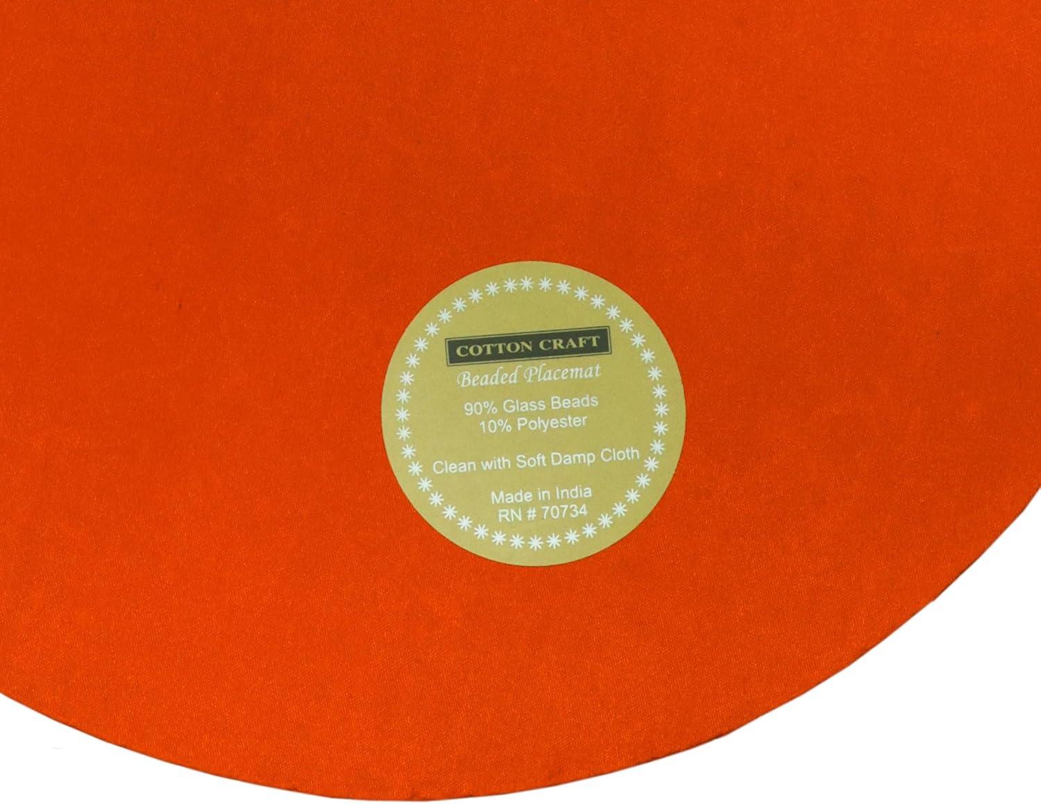 imageCOTTON CRAFT Glitz Beaded Charger Placemat  Red Jingle Bells  Set of 4 Handmade Table Mats  Christmas Xmas Dining Harvest Fall Holiday Celebration Festive Party Table Dcor  135 inches RoundOrange Black