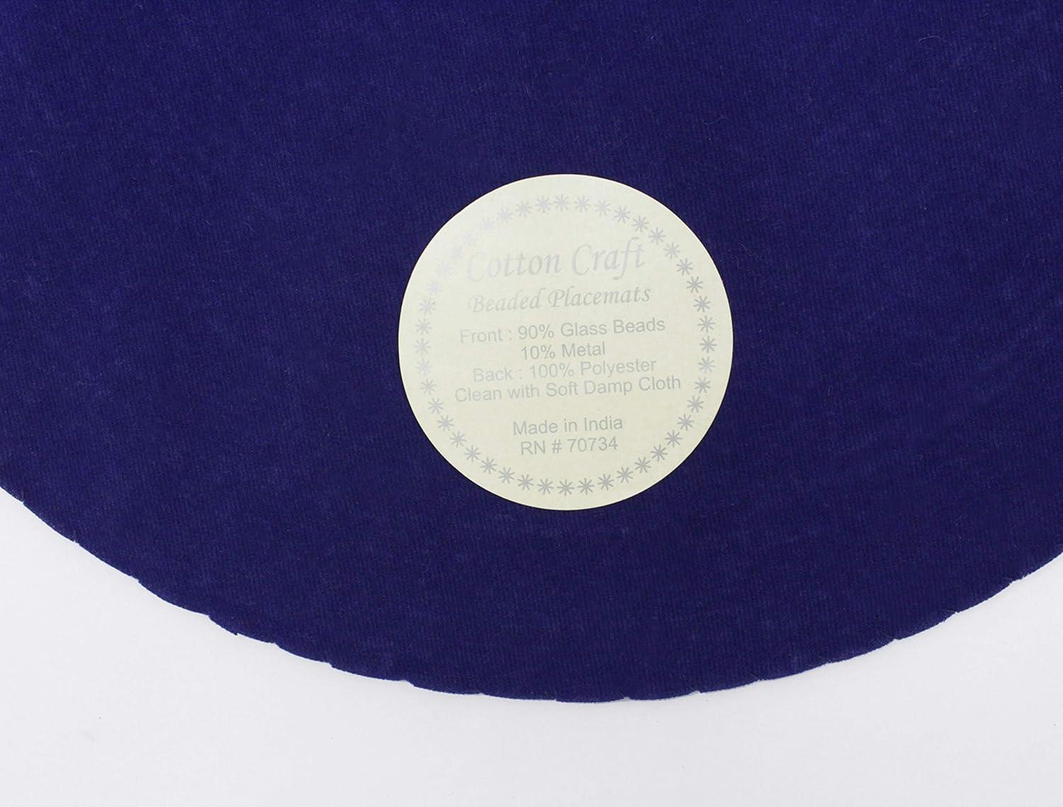 imageCOTTON CRAFT Glitz Beaded Charger Placemat  Red Jingle Bells  Set of 4 Handmade Table Mats  Christmas Xmas Dining Harvest Fall Holiday Celebration Festive Party Table Dcor  135 inches RoundNavy