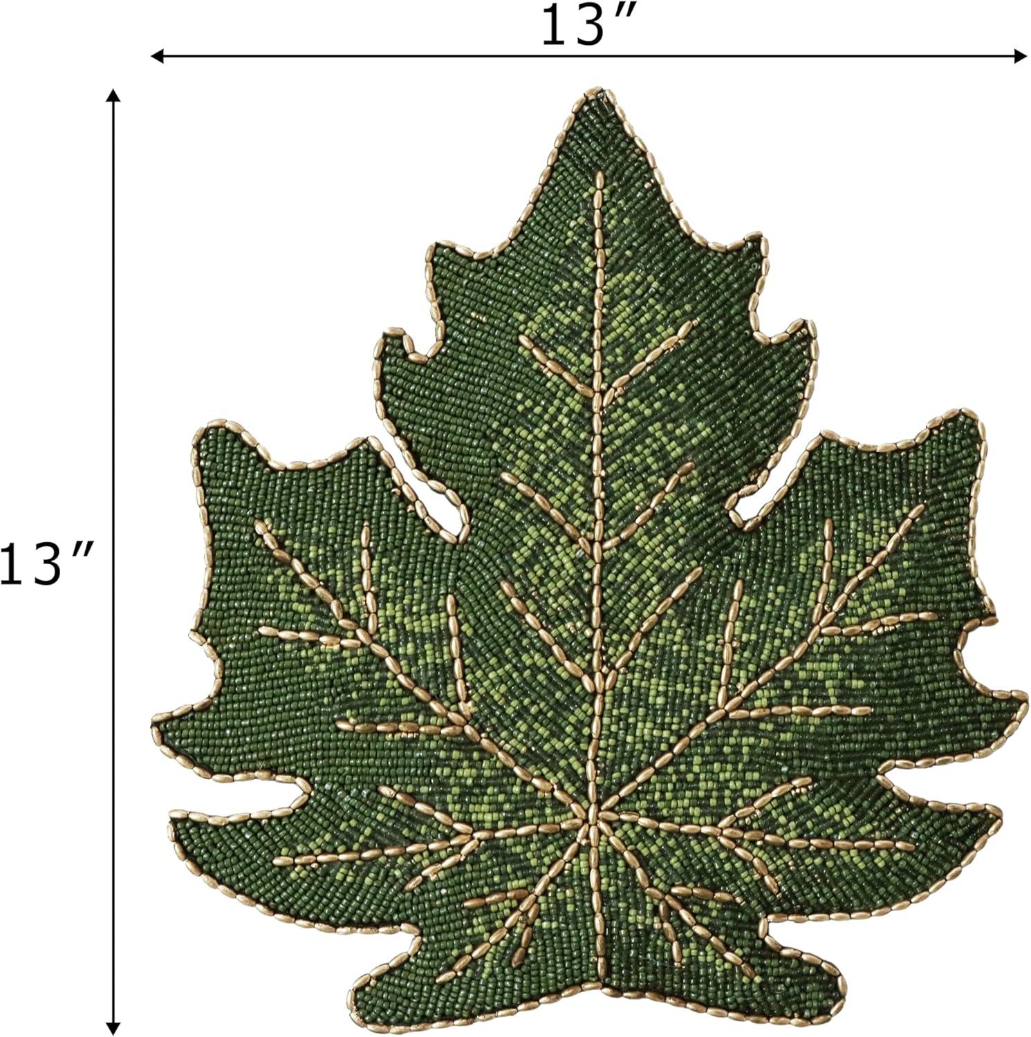 imageCOTTON CRAFT Glitz Beaded Charger Placemat  Red Jingle Bells  Set of 4 Handmade Table Mats  Christmas Xmas Dining Harvest Fall Holiday Celebration Festive Party Table Dcor  135 inches RoundGreen Gold