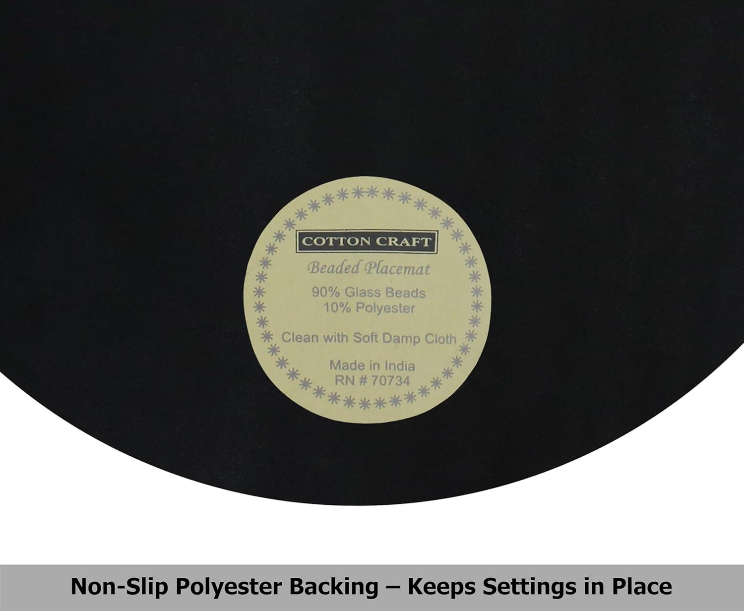 imageCOTTON CRAFT Glitz Beaded Charger Placemat  Red Jingle Bells  Set of 4 Handmade Table Mats  Christmas Xmas Dining Harvest Fall Holiday Celebration Festive Party Table Dcor  135 inches RoundBlack White  Skull