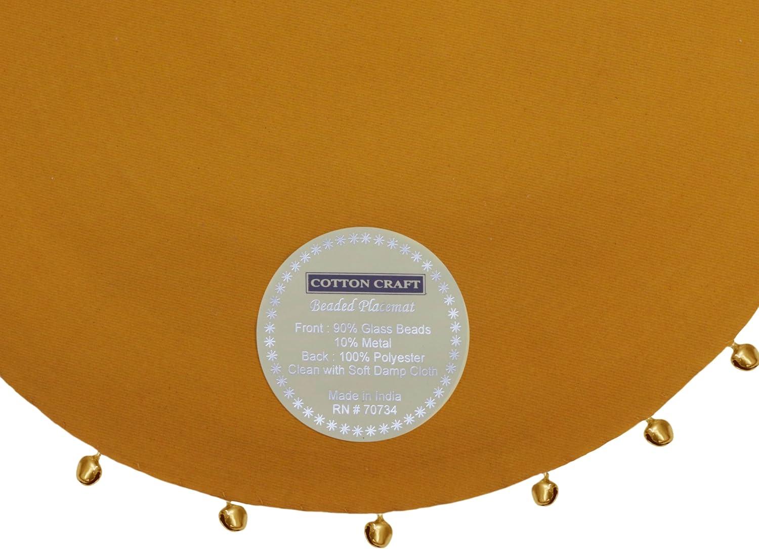 imageCOTTON CRAFT Glitz Beaded Charger Placemat  Red Jingle Bells  Set of 4 Handmade Table Mats  Christmas Xmas Dining Harvest Fall Holiday Celebration Festive Party Table Dcor  135 inches RoundGold Bells