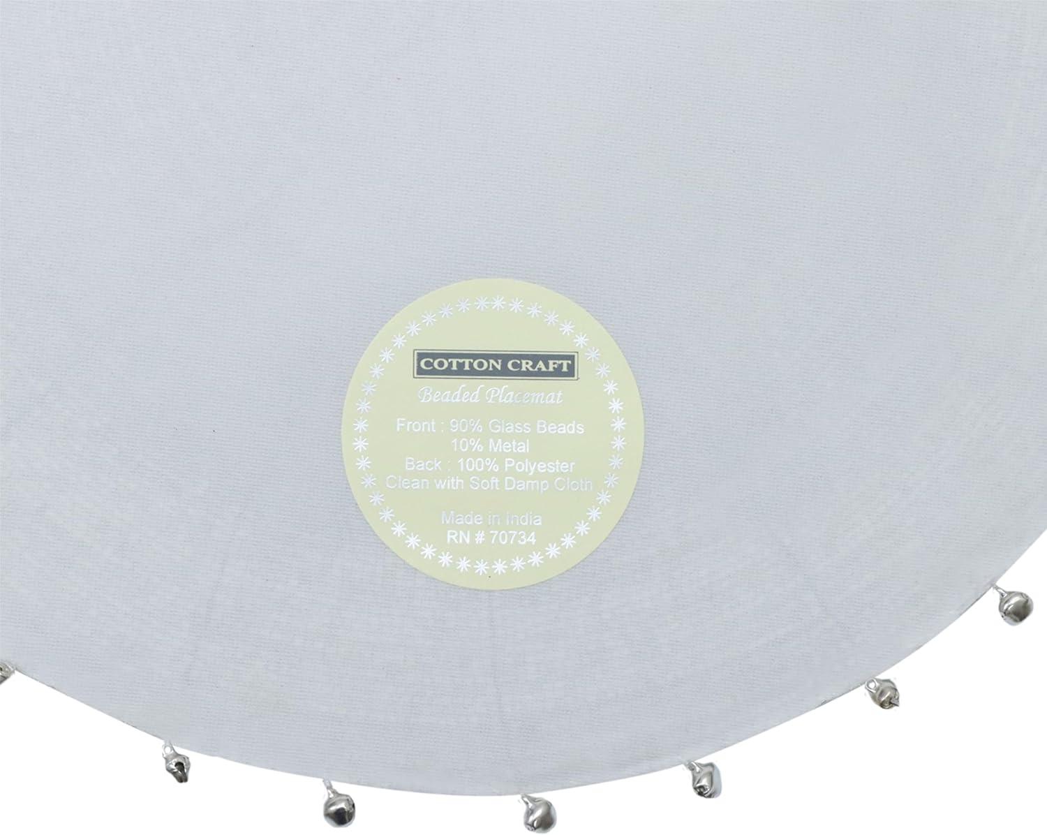 imageCOTTON CRAFT Glitz Beaded Charger Placemat  Red Jingle Bells  Set of 4 Handmade Table Mats  Christmas Xmas Dining Harvest Fall Holiday Celebration Festive Party Table Dcor  135 inches RoundSilver Bells