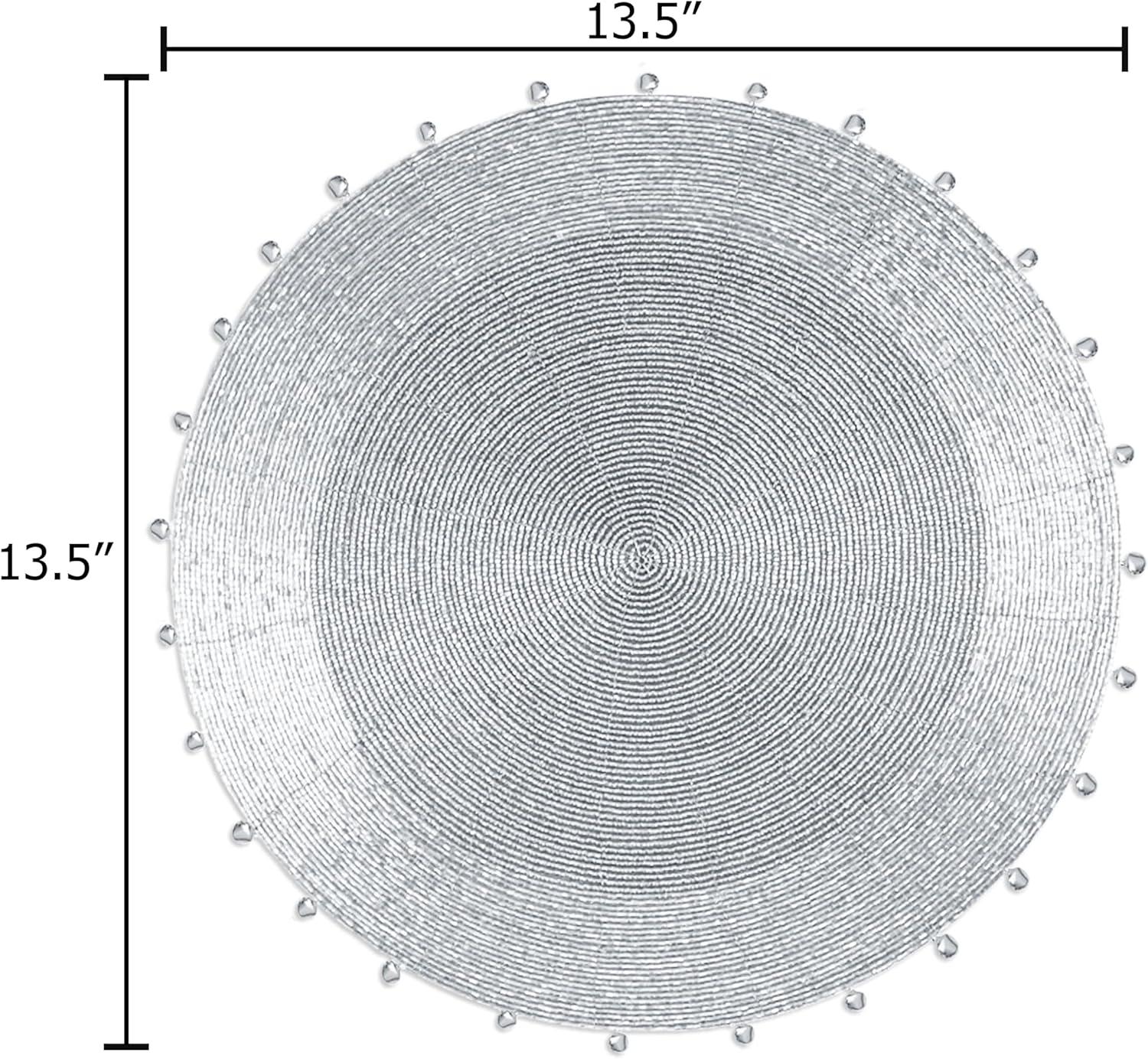 imageCOTTON CRAFT Glitz Beaded Charger Placemat  Red Jingle Bells  Set of 4 Handmade Table Mats  Christmas Xmas Dining Harvest Fall Holiday Celebration Festive Party Table Dcor  135 inches RoundSilver Bells