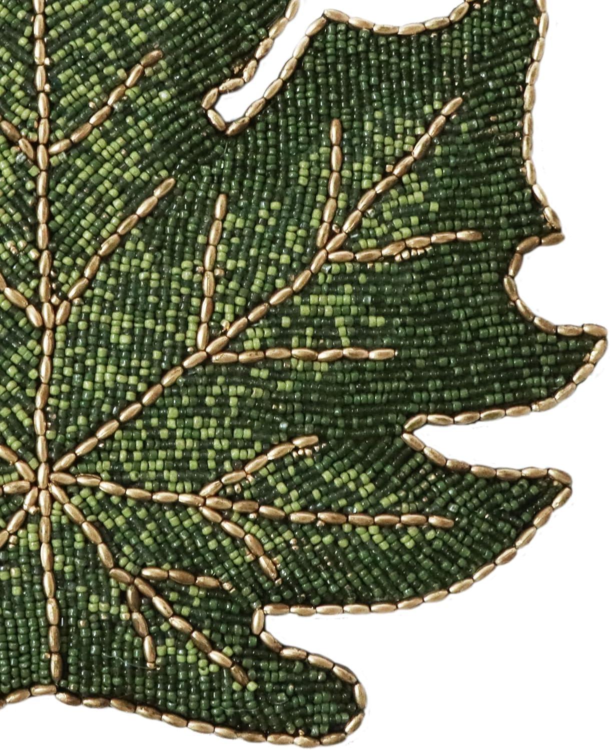 imageCOTTON CRAFT Glitz Beaded Charger Placemat  Red Jingle Bells  Set of 4 Handmade Table Mats  Christmas Xmas Dining Harvest Fall Holiday Celebration Festive Party Table Dcor  135 inches RoundGreen Gold