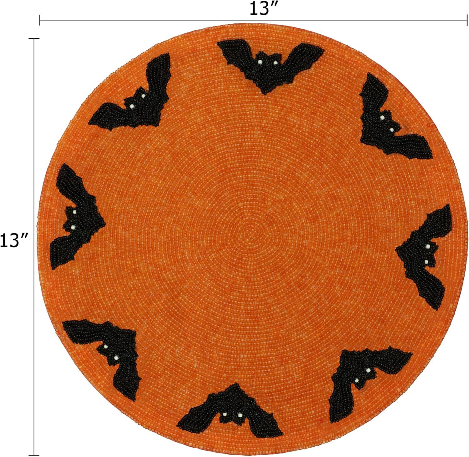 imageCOTTON CRAFT Glitz Beaded Charger Placemat  Red Jingle Bells  Set of 4 Handmade Table Mats  Christmas Xmas Dining Harvest Fall Holiday Celebration Festive Party Table Dcor  135 inches RoundOrange Black